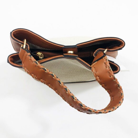 Jen & Co Satchel Maude 11.5x10x5.5 inches Ivory Polypro Fabric Handbag Purse - Picture 7 of 7